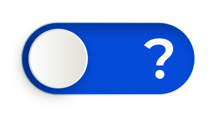 blue light switch toggled on with white question mark inside