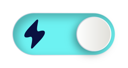 cyan light switch toggled on with blue lightning bolt